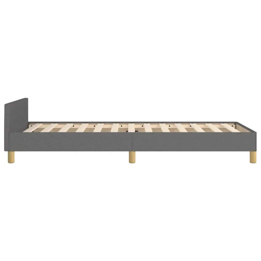 Giroletto con Testiera-Struttura Letto con testiera Grigio Scuro 90x190 cm in Tessuto