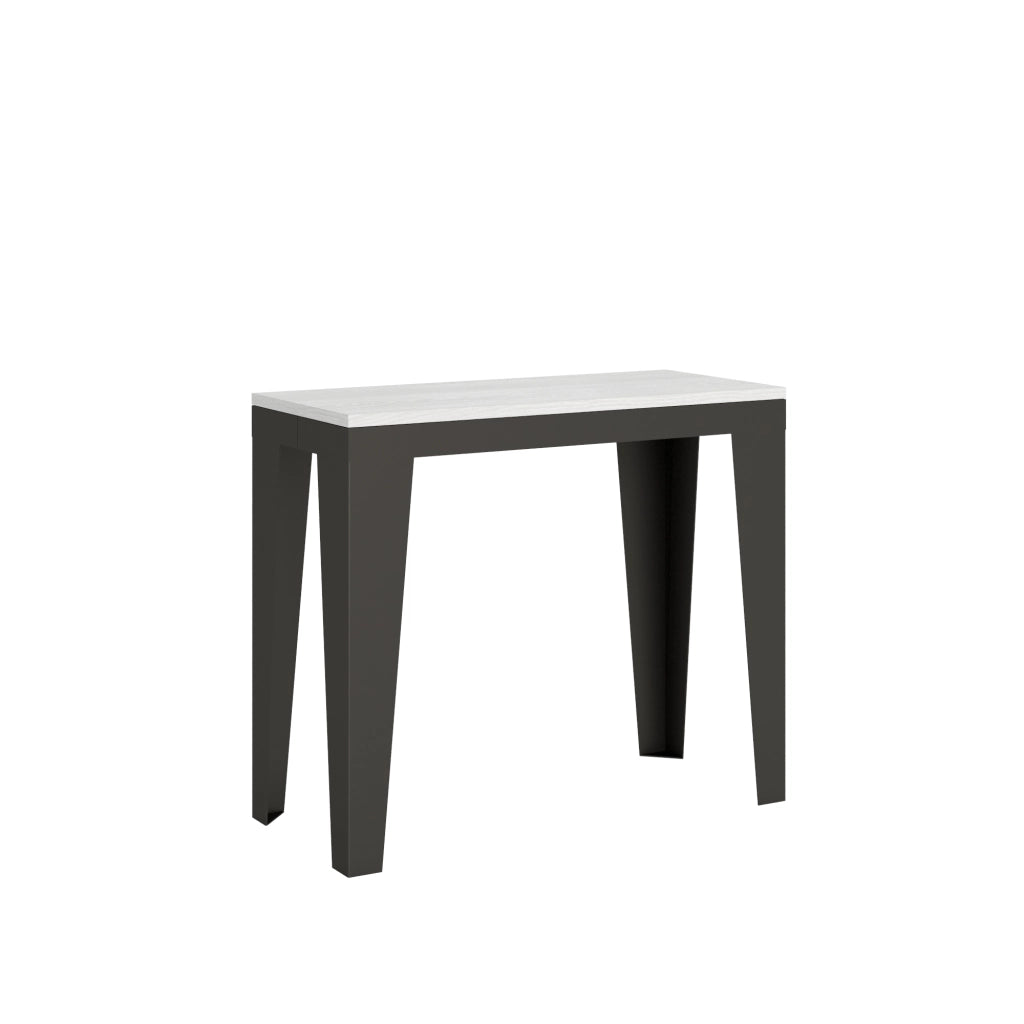 Consolle allungabile 90x40/300 cm Flaris Evolution Bianco Frassino telaio Antracite