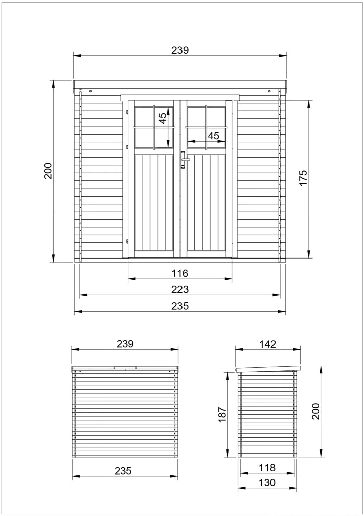 TIMBELA M310F Casetta da Giardino in Legno per esterni con porta con serratura di alta qualit?  - 239x144x200 cm/2.6m2
