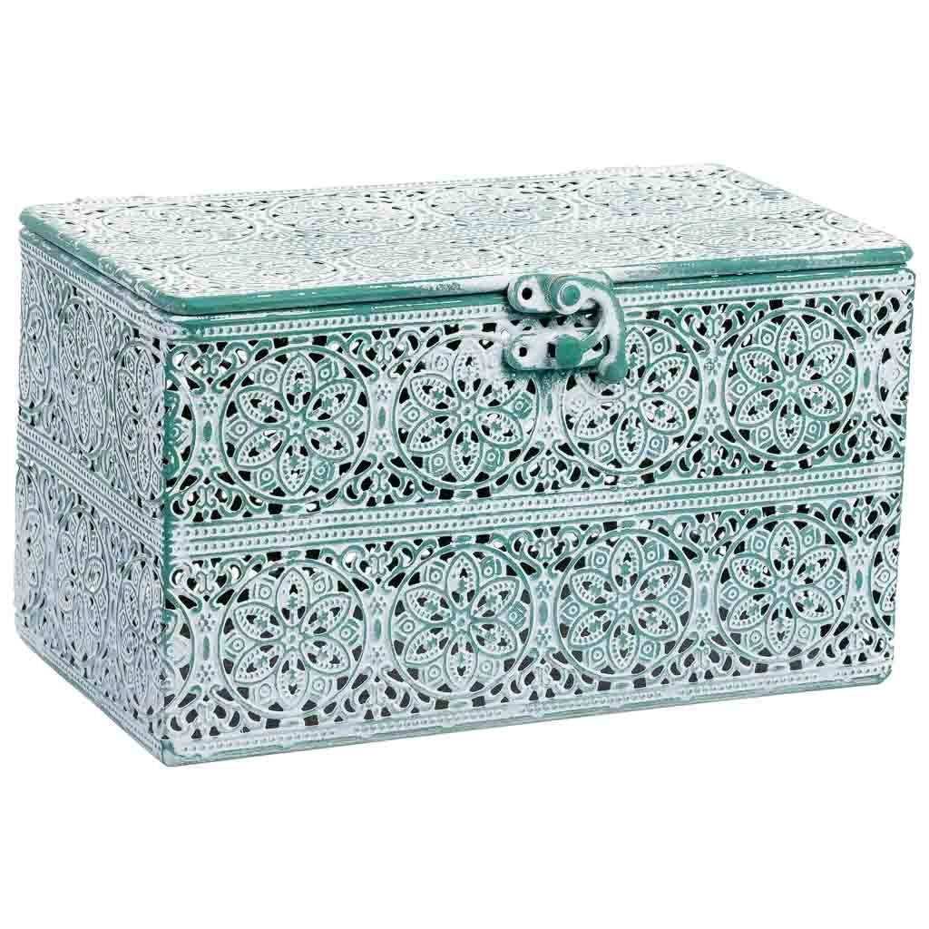 Scatola in metallo verde 20.5x12.5x11.5h cmh cm