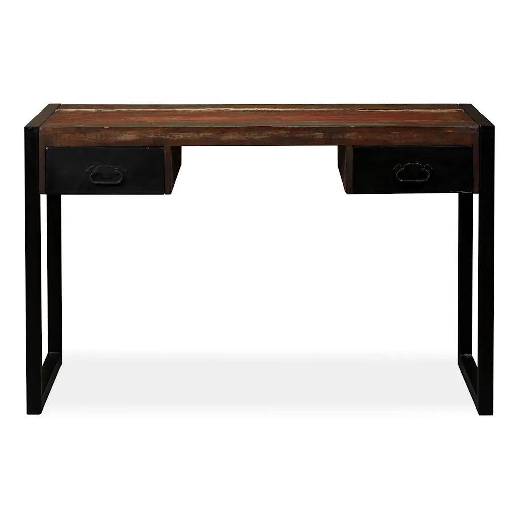 Scrivania a 2 Cassetti Legno Massello di Recupero 120x50x76 cm 244905
