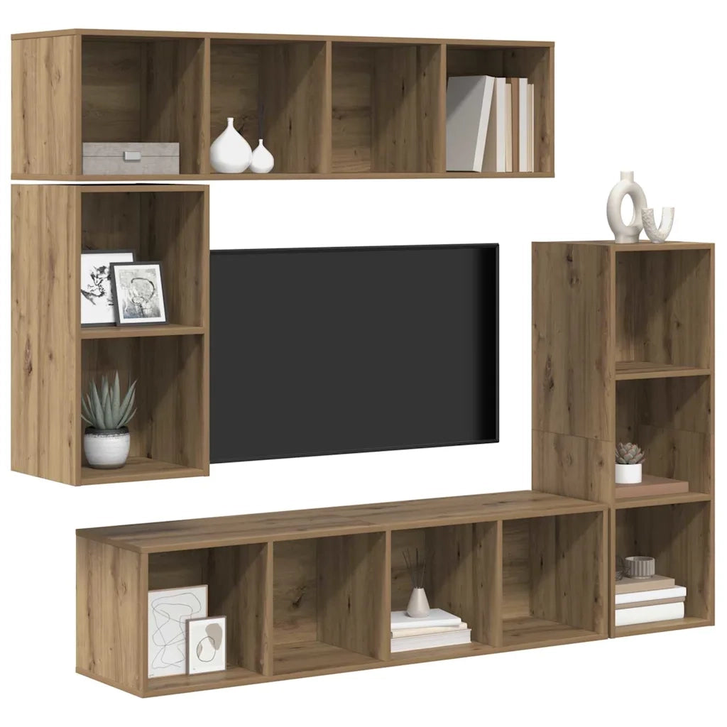 vidaXL Set mobile TV 4 pcs rovere artigianale 37 x 37 x 142.5 cm