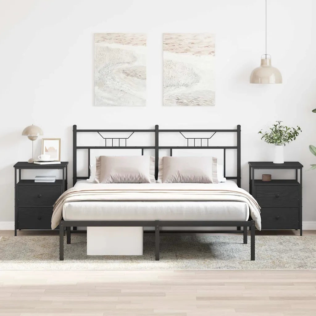 Set di 2 Comodini | Armadio da Notte | Mobiletto da notte Rovere Nero 34 x 35,5 x 50 cm