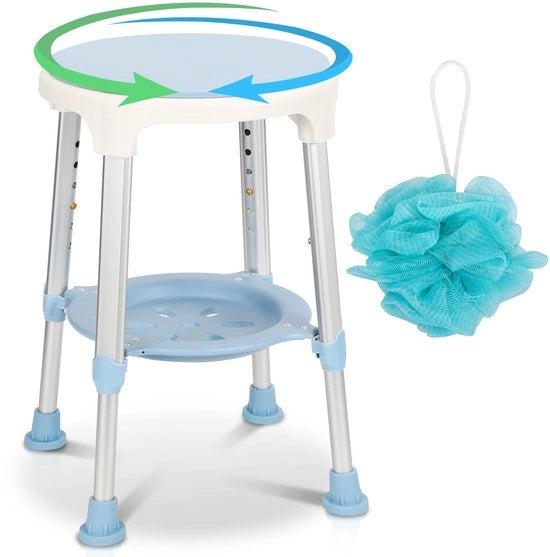 Sedile auto regolabile - Altezza regolabile - Con ripiano di conservazione - Blu - 31 x 31 x 42-54 cm