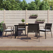 Set Pranzo da Giardino 5pz con Cuscini in Polyrattan e Acciaio