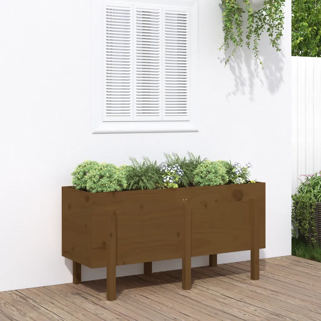 Fioriera Rialzata da Giardino Ambra 121x50x57 cm Massello Pino 825229