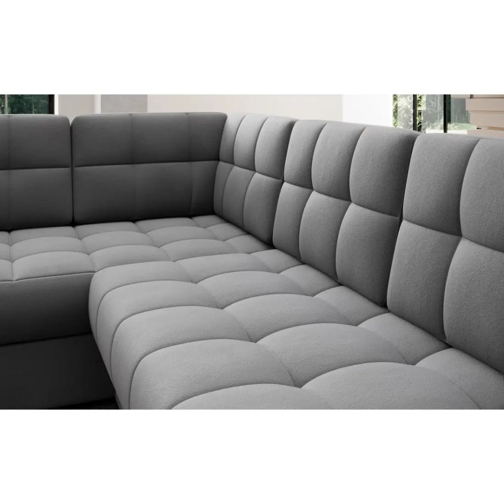 Divano angolare convertibile MONTEZA grigio 299 cm con contenitore e letto