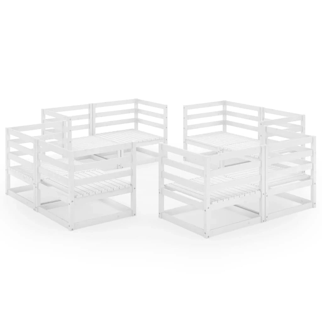 Set di mobili da giardino mobili da esterno 8 pezzi bianco legno di pino massiccio 02_0017788