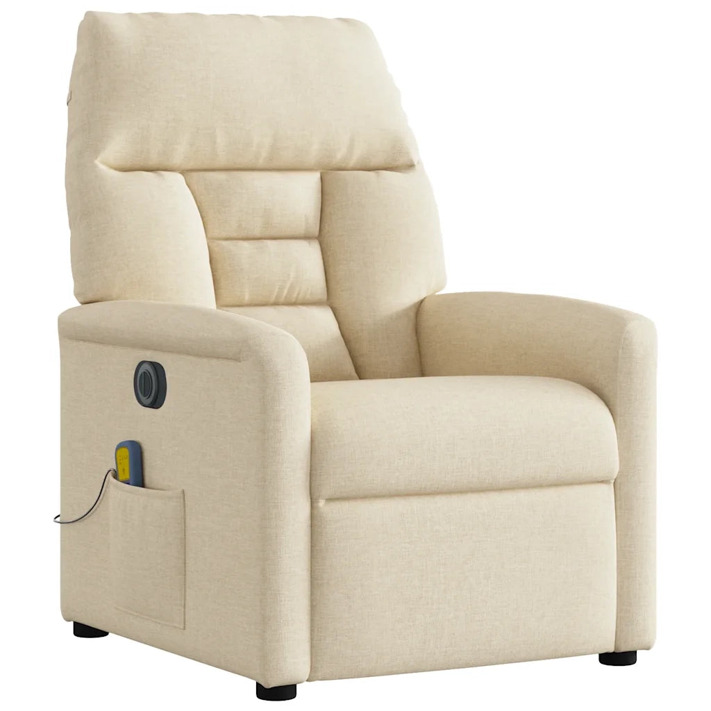 Poltrona Reclinabile Massaggiante Elettrica Crema in Tessuto 3303030