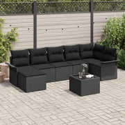 Set Divano da Giardino con archiviazione 8 pcs Nero polyrattan 3354132