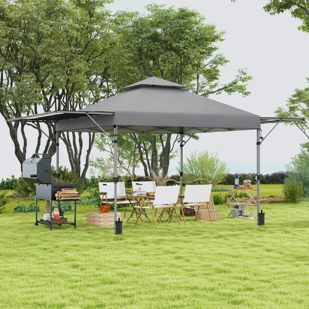 Tonnelle da giardino pieghevole 5x3 m ¨C zephmum ¨C grigio, tessuto oxford, 2 pareti regolabili, con ruote