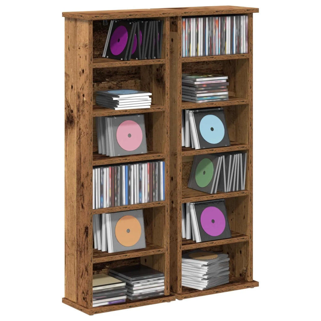 Mobile per CD 2 pz Legno antico 60 x 17 x 92 cm 8012759