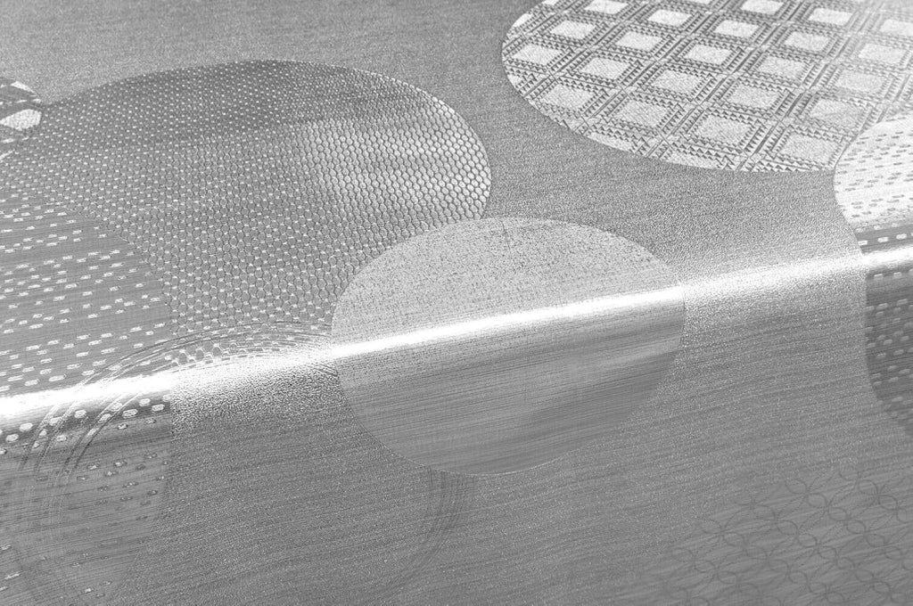 Tovaglia Cucina Antimacchia 140x260 Cm Metallizzata Lucida Grigia Copritavolo Pvc Decorato Dis_C