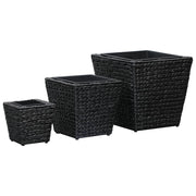 Fioriera rialzata per piante fiori e giardino 3 pezzi giacinto d'acqua nero 02_0001344