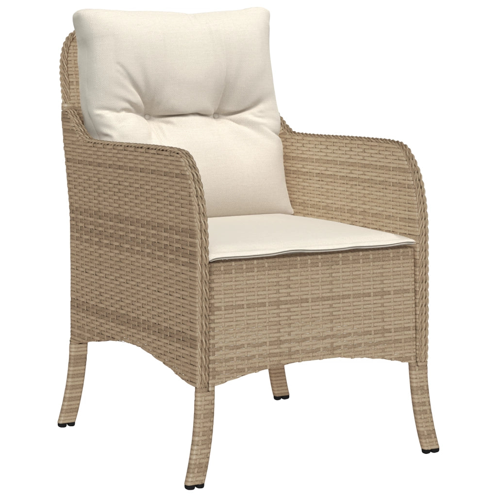 Set da Pranzo da Giardino 5 Pezzi con Cuscini Beige Rattan Polivalente