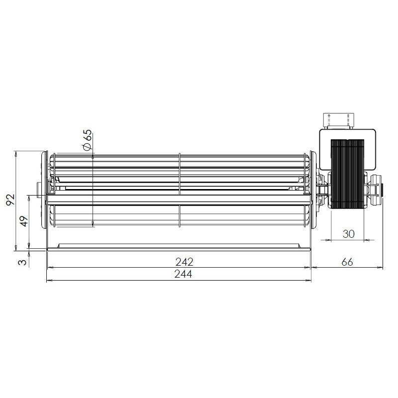 Ventilatore tangenziale Trial THS24B5 011 TFA665 D2 per Stufa a Pellet Lungo 319mm Bocchetta 244x49mm