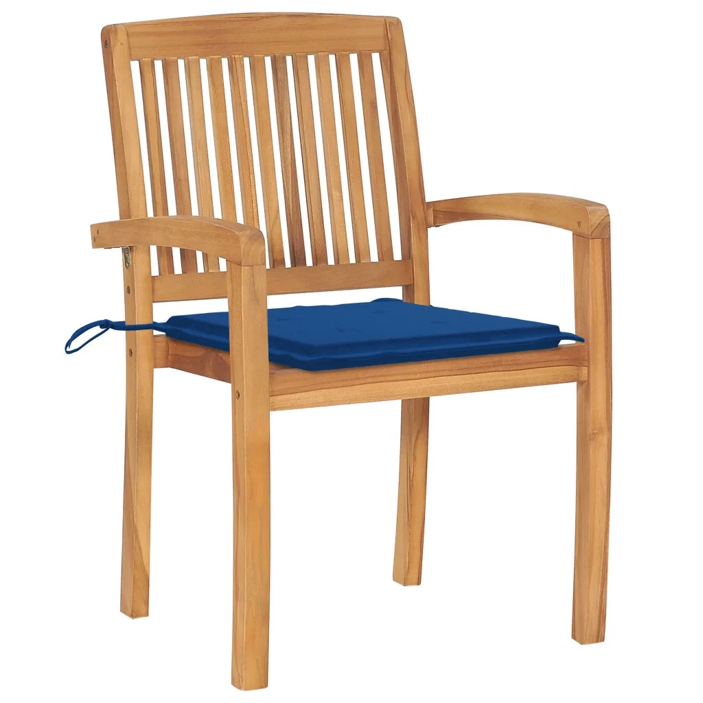 Sedie da Giardino Impilabili con Cuscini 6 pz Massello di Teak 3073235