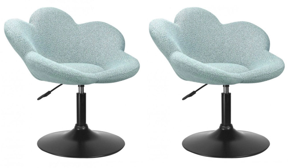 Set 2 Poltroncine da Soggiorno 69x55x69/81 cm in Schiuma Poliuretanica Fleur Nero-Acquamarina