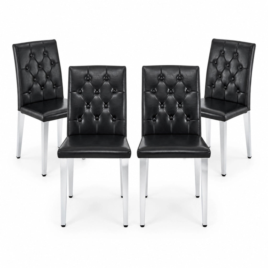 Set di 4 sedie da pranzo nere con gambe argento