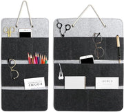 Organizzatore di parete con tas appeso, 2 pezzi di velluto - pieghevole e con più compartmenti