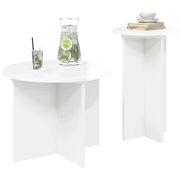 Set tavolini 2 pz | Tavolo laterale Bianco Lucido Legno ingegnerizzato