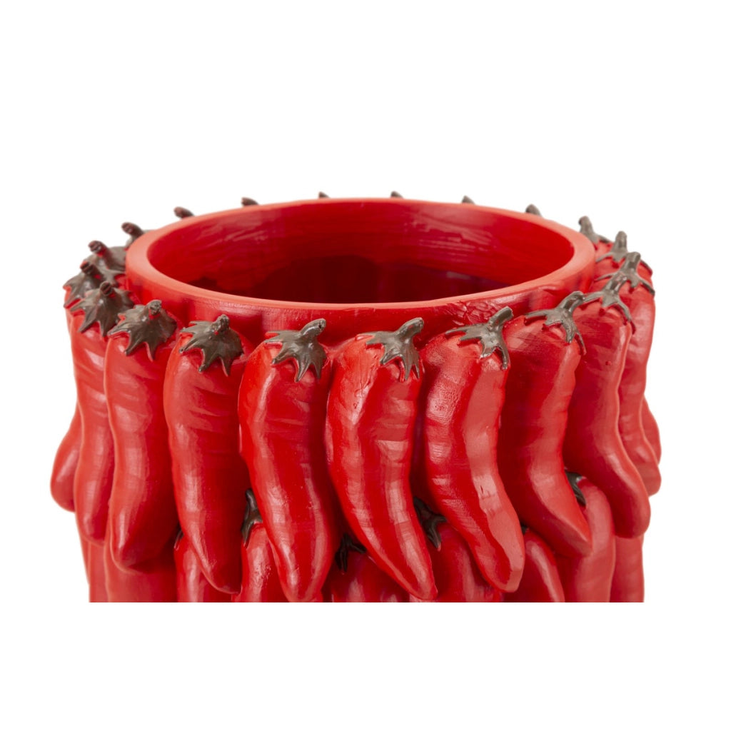 Vaso Decorativo Peperoncini, Rosso, Poliresina, 20x20x34 cm