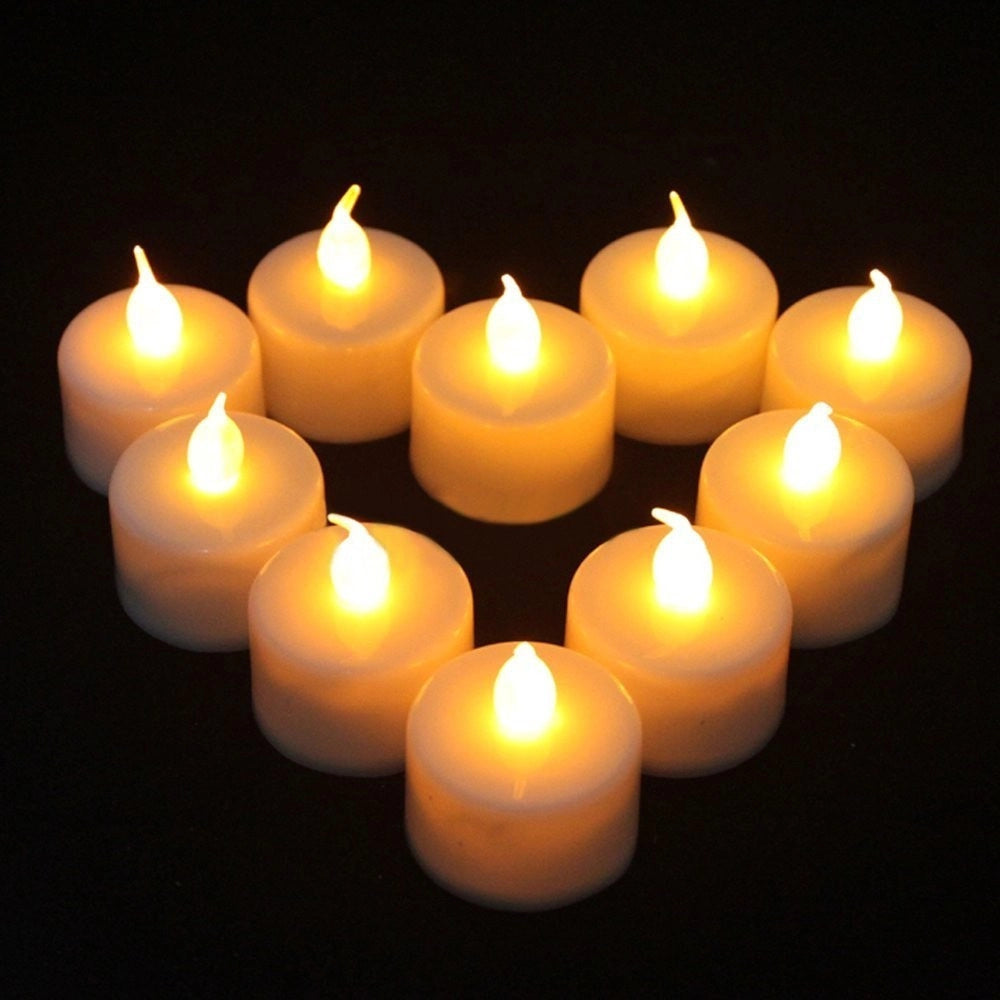 Trade Shop - Kit Candele Candeline A Led Fiamma Tremolante Lumini Con Batterie Incluse Calda -
