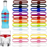 24 pezzi di segnalatori di vetro riutilizzabili - reversibili - silicone - colorati - per bicchiere da vino, bottiglia, tazza, bar per cocktail
