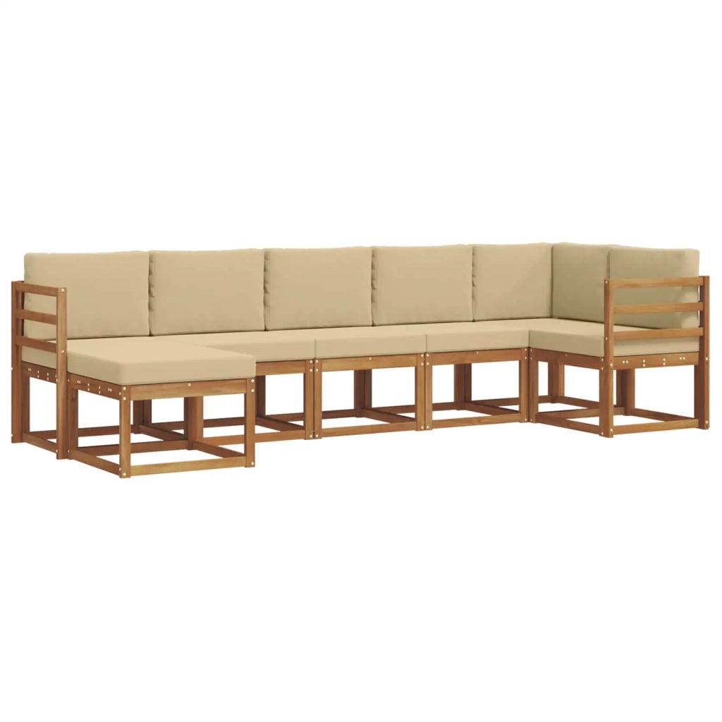 Set di divani da esterno con cuscino 7 pcs Naturale e Beige