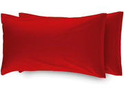Coppia Federe Per Camper Roulotte Con Patella 100% Cotone Tinta Unita - Federe - Rosso