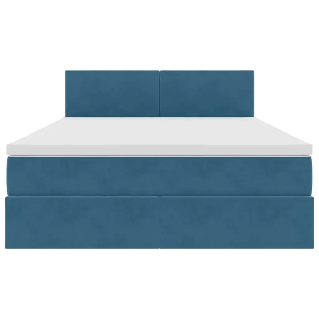 Letto con contenitore e LED Blu Scuro 140 x 190 cm Velluto 3371335
