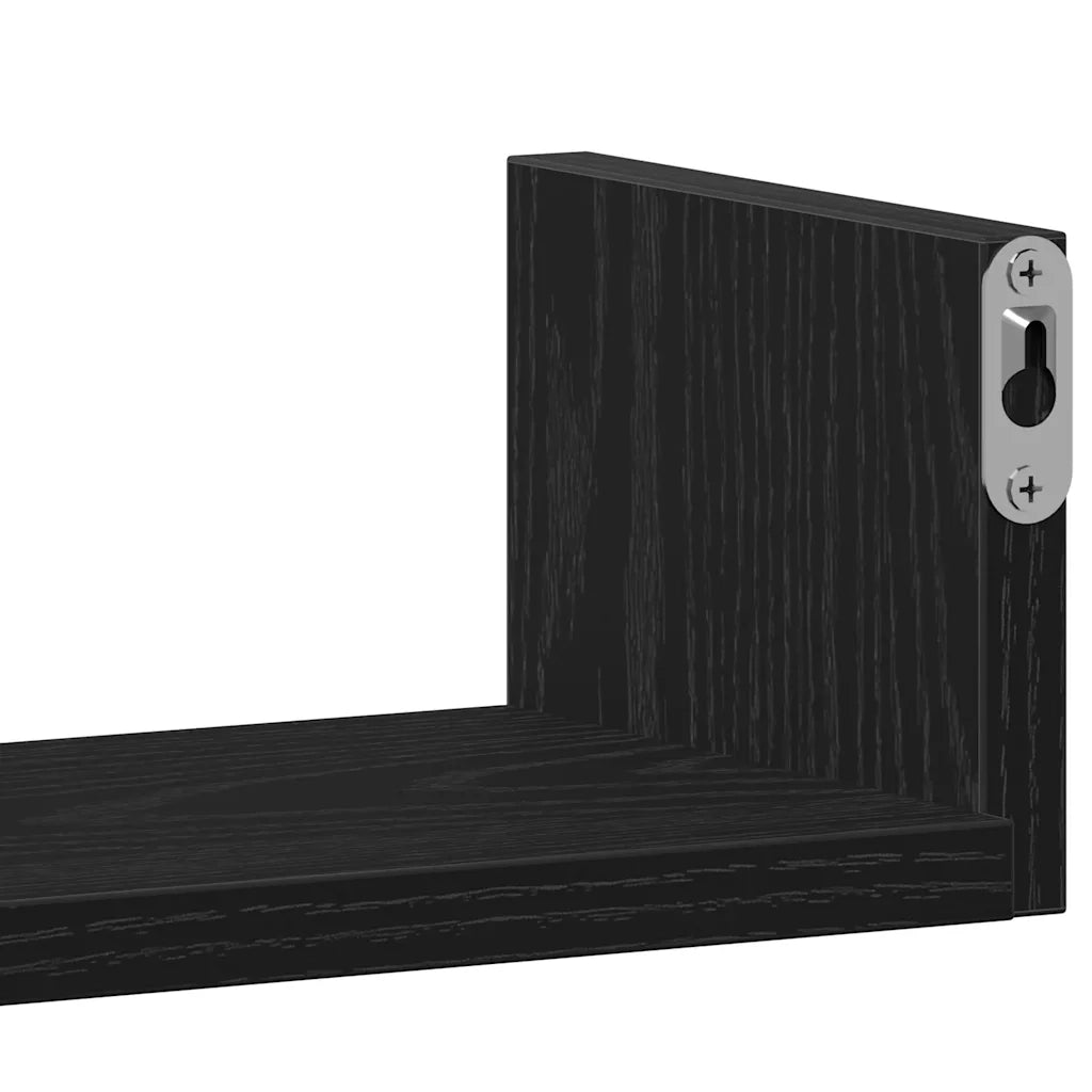 Mensole Parete 3pz Rovere Nero in Legno Multistrato 862405