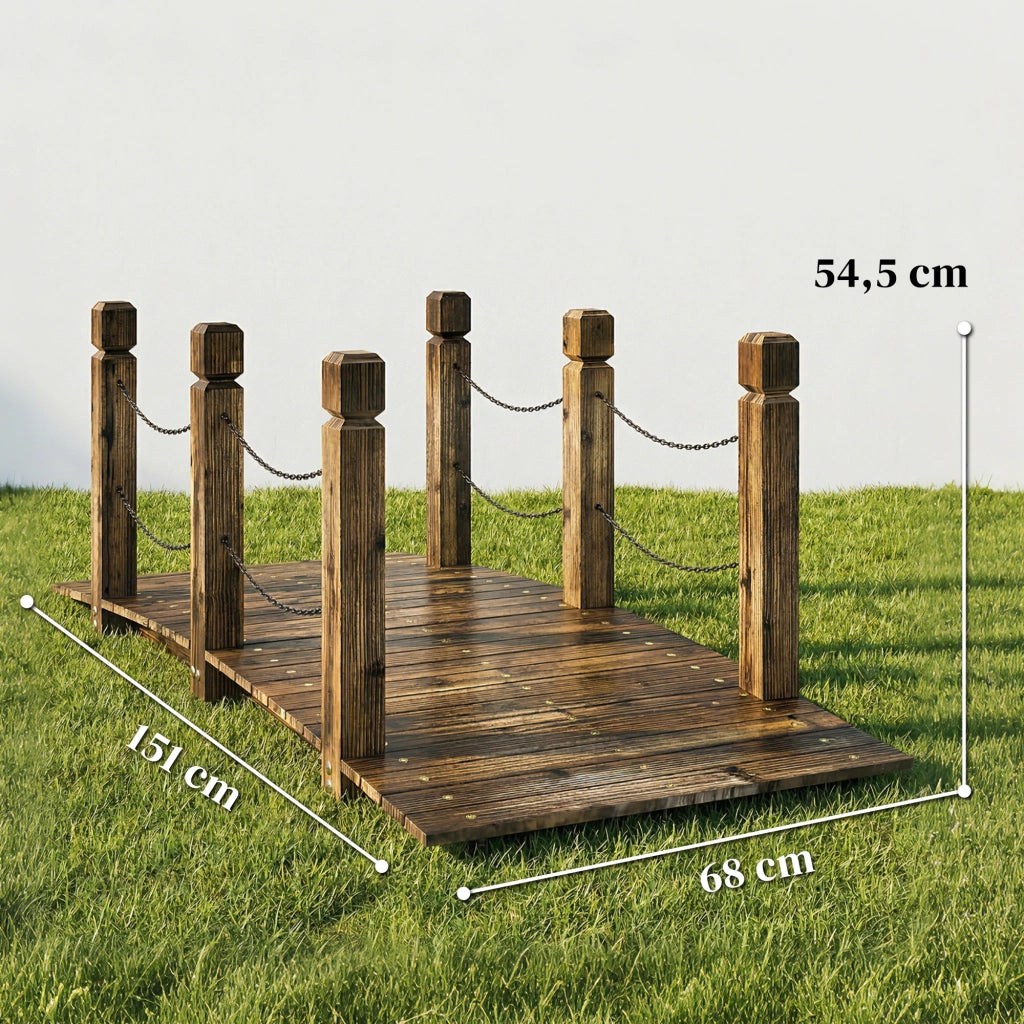 Ponte da Giardino in Legno ¨C zephmum ¨C 1.51 m Effetto Carbonizzato