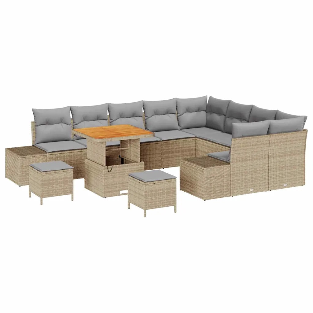 Set Divano da Giardino con cuscino 12 pcs Beige polyrattan 3362822