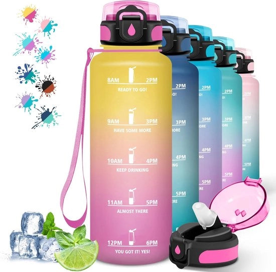 Sportdrinkfles in Rietje 1,5L per adulti attivi - Ideale per bicicletta, yoga e camminata