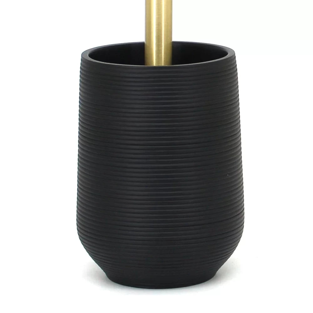 Porta scopino d'appoggio nero e oro in poliresina - Serie Elegant