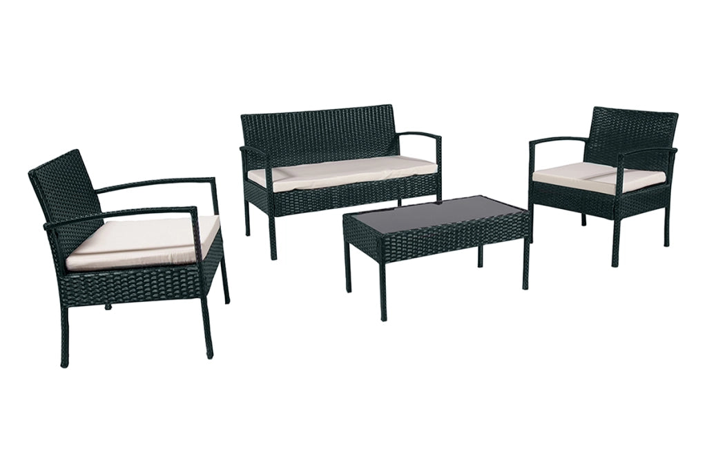 Salotto da giardino in rattan, set di divani da esterno in polyrattan nero mod. Martino RT-M10ZB