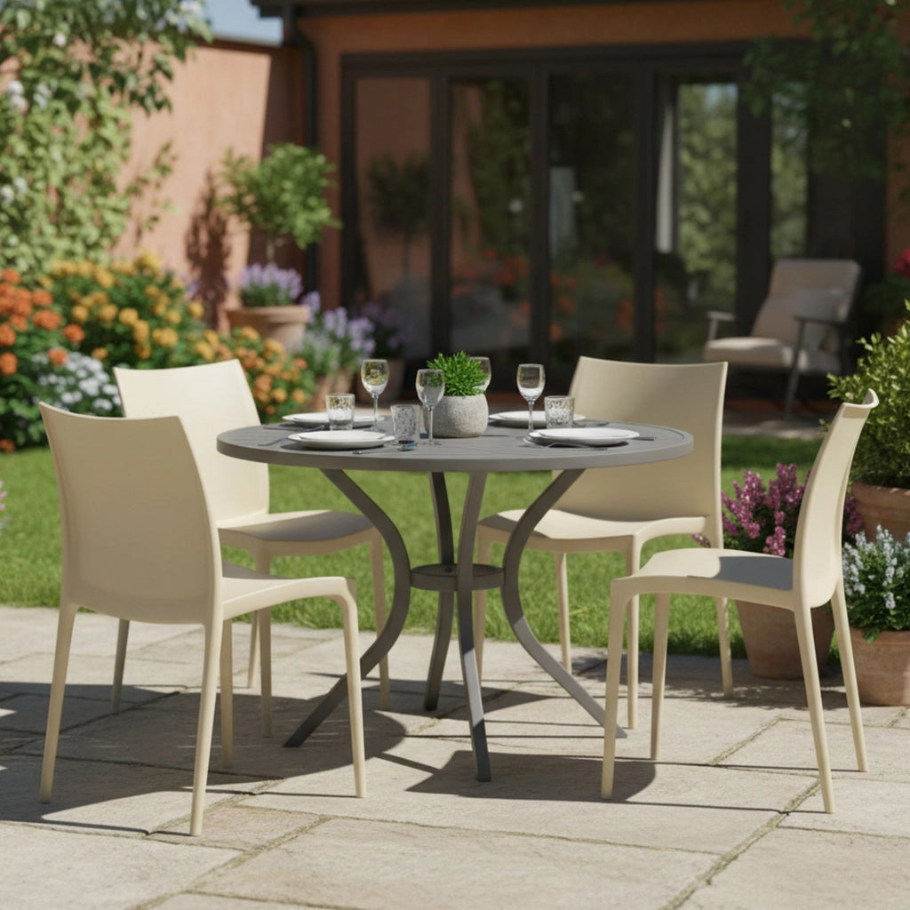 Grover, Sedia da Esterno 4 Sedie Made in Italy, Beige