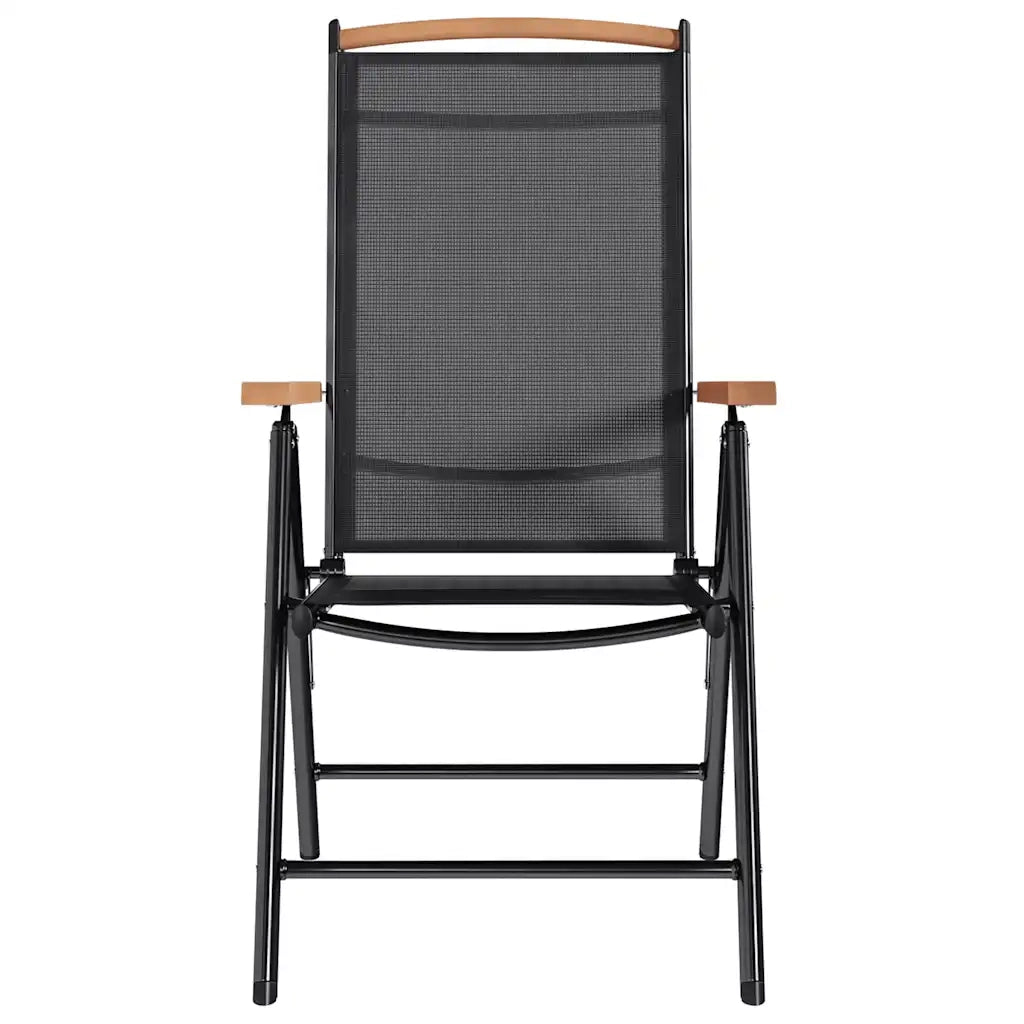 Sedie da Giardino Pieghevoli 2 pz in Alluminio e Textilene Nere 41732
