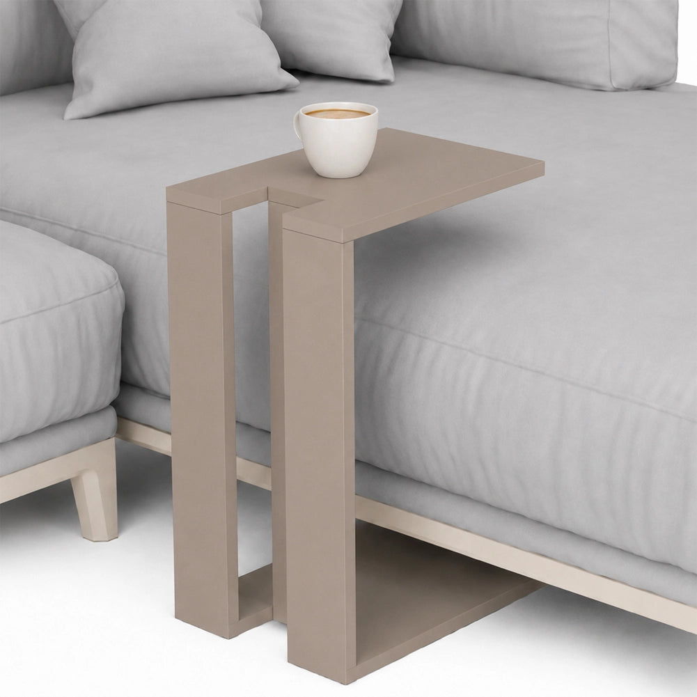 Tavolino da Caffe Porta PC Laterale Divano in Legno MDF Tortora 57x40x30cm