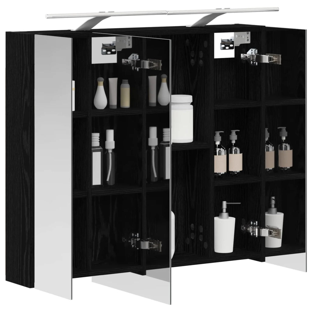 Mobiletto per specchio da bagno Rovere Nero 80 x 14.5 x 70 cm