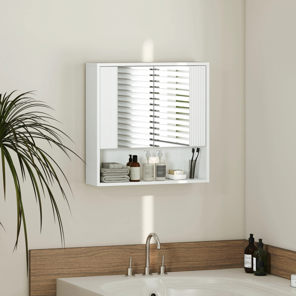 Armadietto da Bagno Parete 60x16x60 cm Mobiletto Ante Soft-Close e Ripiano Regolabile in MDF Bianco
