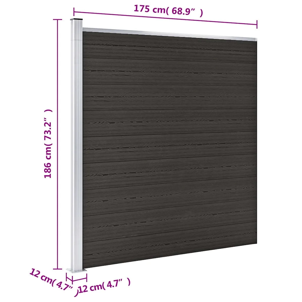 Pannello di Recinzione in WPC 175x186 cm Nero cod mxl 19159