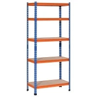 Scaffale in Metallo da Garage a 5 Livelli, 80 x 40 x 182 cm, Blu e Arancione