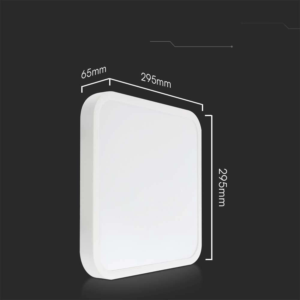 Plafoniera LED V-TAC 24W quadrata 29,5cm IP44 4000K
