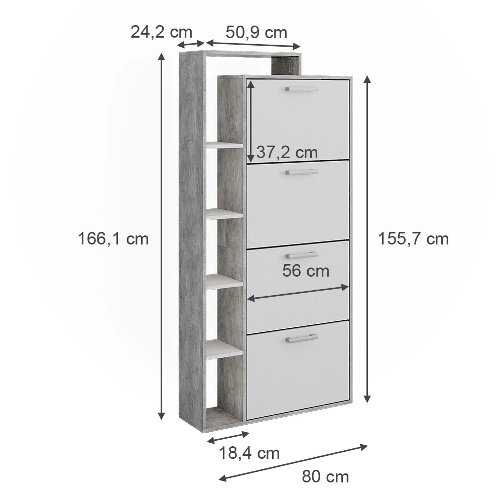 Vicco Scarpiera da ingresso Bianco/cemento 80 x 166.1 cm