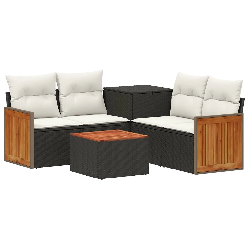 Set di divani 6 pz Nero e Bianco Crema 3447710