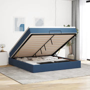 Struttura Letto Pouf con Materasso Blu 180x200cm in Tessuto 3311133