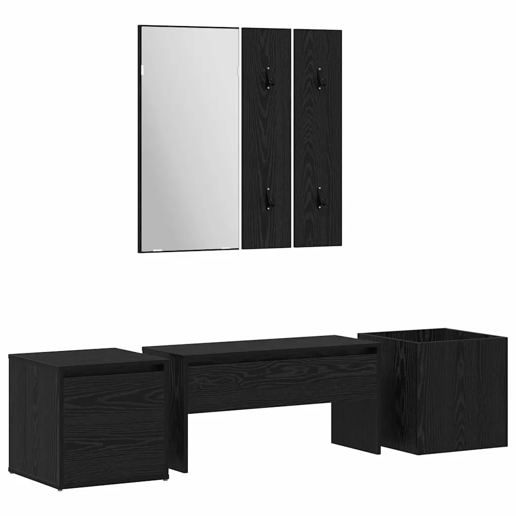 Set mobili da ingresso con specchio 6 pcs Legno multistrato 3332547