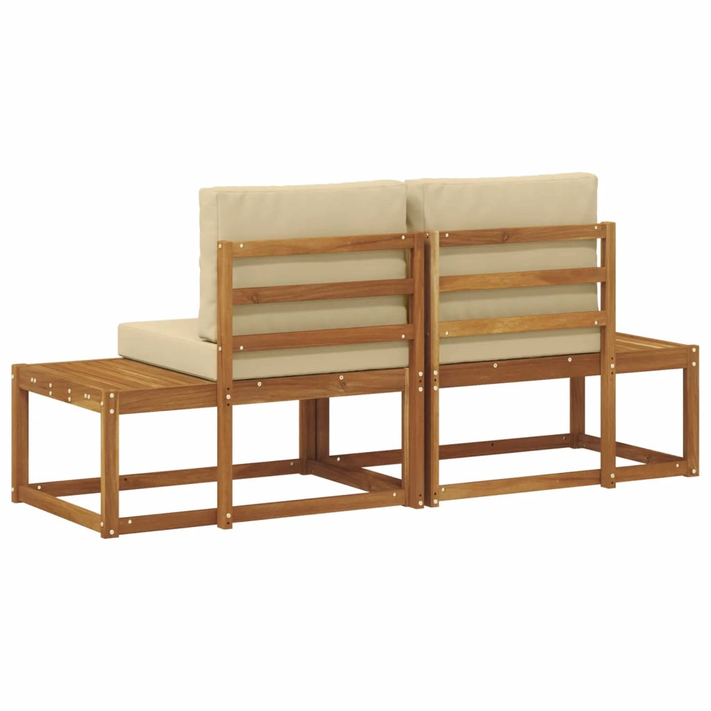 Divano da Esterno con cuscino-Divano da Giardino 2 Pezzo Naturale e Beige